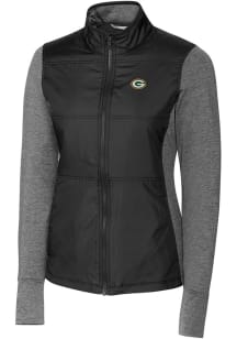 Cutter and Buck Green Bay Packers Womens Black Stealth Medium Weight Jacket