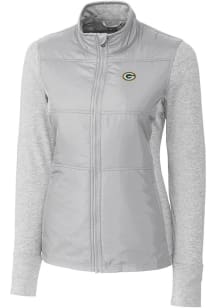 Cutter and Buck Green Bay Packers Womens Grey Stealth Medium Weight Jacket