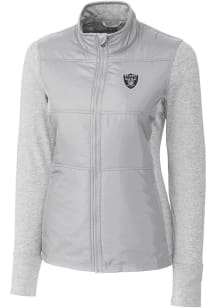 Cutter and Buck Las Vegas Raiders Womens Grey Stealth Medium Weight Jacket