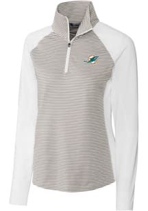 Cutter and Buck Miami Dolphins Womens White Forge 1/4 Zip Pullover