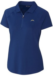 Cutter and Buck Los Angeles Chargers Womens Blue Forge Short Sleeve Polo Shirt