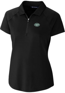 Cutter and Buck New York Jets Womens Black Forge Short Sleeve Polo Shirt
