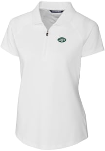 Cutter and Buck New York Jets Womens White Forge Short Sleeve Polo Shirt