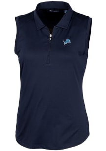 Cutter and Buck Detroit Lions Womens Navy Blue Forge Polo Shirt