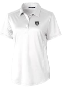 Cutter and Buck Las Vegas Raiders Womens White Prospect Short Sleeve Polo Shirt