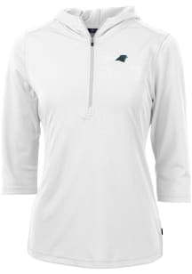 Cutter and Buck Carolina Panthers Womens White Virtue Eco Pique Hooded Sweatshirt