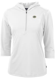 Cutter and Buck Green Bay Packers Womens White Virtue Eco Pique Hooded Sweatshirt