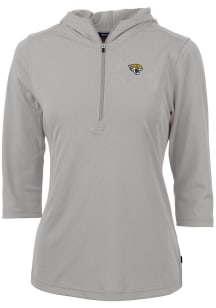 Cutter and Buck Jacksonville Jaguars Womens Grey Virtue Eco Pique Hooded Sweatshirt