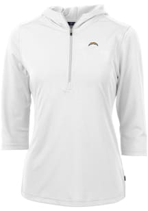 Cutter and Buck Los Angeles Chargers Womens White Virtue Eco Pique Hooded Sweatshirt