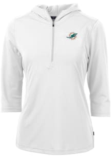 Cutter and Buck Miami Dolphins Womens White Virtue Eco Pique Hooded Sweatshirt