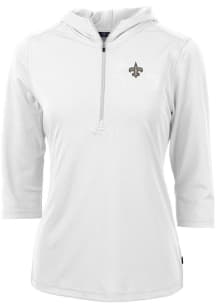 Cutter and Buck New Orleans Saints Womens White Virtue Eco Pique Hooded Sweatshirt