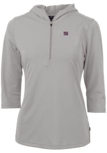 Cutter and Buck New York Giants Womens Grey Virtue Eco Pique Hooded Sweatshirt