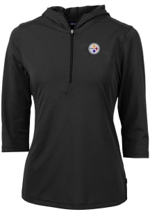 Cutter and Buck Pittsburgh Steelers Womens Black Virtue Eco Pique Hooded Sweatshirt