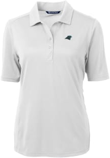 Cutter and Buck Carolina Panthers Womens White Virtue Eco Pique Short Sleeve Polo Shirt