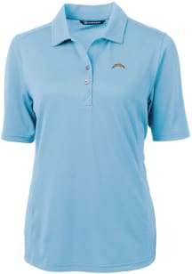 Cutter and Buck Los Angeles Chargers Womens Light Blue Virtue Eco Pique Short Sleeve Polo Shirt