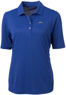 Cutter and Buck Los Angeles Chargers Womens Blue Virtue Eco Pique Short Sleeve Polo Shirt