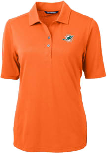 Cutter and Buck Miami Dolphins Womens Orange Virtue Eco Pique Short Sleeve Polo Shirt