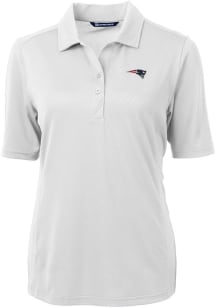 Cutter and Buck New England Patriots Womens White Virtue Eco Pique Short Sleeve Polo Shirt