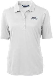 Cutter and Buck Seattle Seahawks Womens White Virtue Eco Pique Short Sleeve Polo Shirt