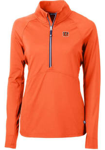 Cutter and Buck Cincinnati Bengals Womens Orange Adapt Eco Qtr Zip