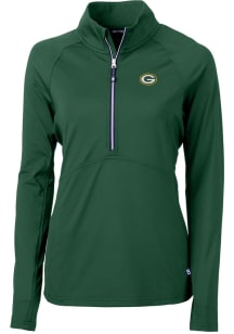 Cutter and Buck Green Bay Packers Womens Green Adapt Eco 1/4 Zip Pullover