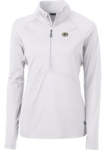 Cutter and Buck Green Bay Packers Womens White Adapt Eco 1/4 Zip Pullover
