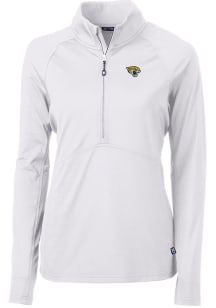 Cutter and Buck Jacksonville Jaguars Womens White Adapt Eco 1/4 Zip Pullover