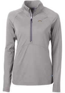 Cutter and Buck Los Angeles Chargers Womens Grey Adapt Eco 1/4 Zip Pullover