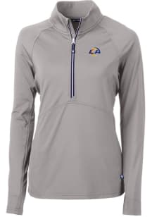 Cutter and Buck Los Angeles Rams Womens Grey Adapt Eco 1/4 Zip Pullover