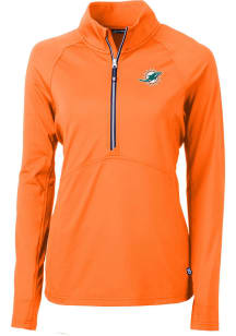 Cutter and Buck Miami Dolphins Womens Orange Adapt Eco 1/4 Zip Pullover
