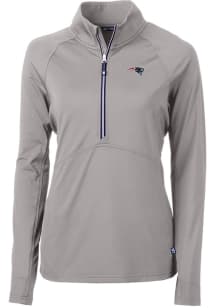 Cutter and Buck New England Patriots Womens Grey Adapt Eco 1/4 Zip Pullover