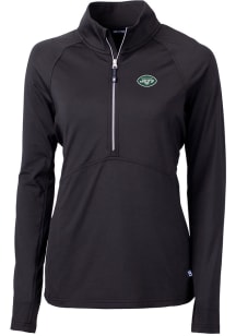 Cutter and Buck New York Jets Womens Black Adapt Eco 1/4 Zip Pullover