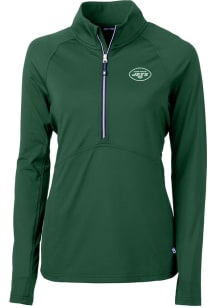 Cutter and Buck New York Jets Womens Green Adapt Eco 1/4 Zip Pullover