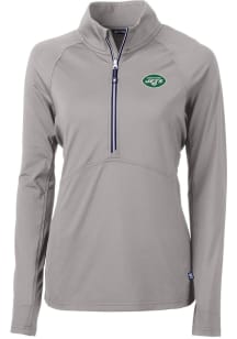 Cutter and Buck New York Jets Womens Grey Adapt Eco 1/4 Zip Pullover