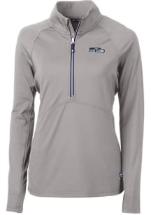Cutter and Buck Seattle Seahawks Womens Grey Adapt Eco 1/4 Zip Pullover