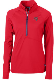 Cutter and Buck Tampa Bay Buccaneers Womens Red Adapt Eco 1/4 Zip Pullover