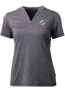 Cutter and Buck Miami Dolphins Womens Charcoal Forge Short Sleeve T-Shirt