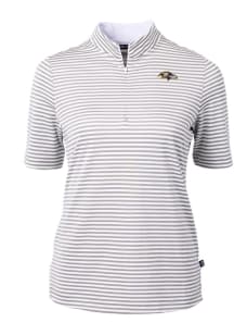 Cutter and Buck Baltimore Ravens Womens Grey Virtue Eco Pique Short Sleeve Polo Shirt