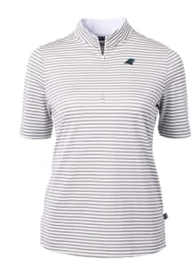 Cutter and Buck Carolina Panthers Womens Grey Virtue Eco Pique Short Sleeve Polo Shirt