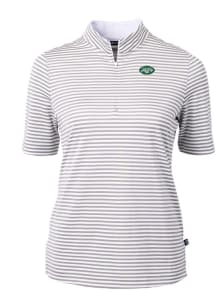 Cutter and Buck New York Jets Womens Grey Virtue Eco Pique Short Sleeve Polo Shirt