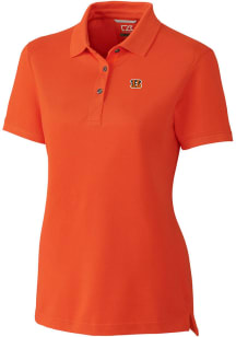 Cutter and Buck Cincinnati Bengals Womens Orange Advantage Short Sleeve Polo Shirt