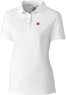 Cutter and Buck Cincinnati Bengals Womens White Advantage Short Sleeve Polo Shirt
