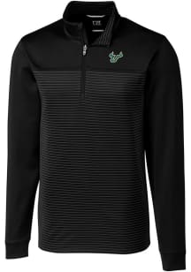Cutter and Buck South Florida Bulls Mens Black Traverse Stripe Stretch Big and Tall 1/4 Zip Pull..