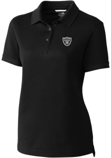 Cutter and Buck Las Vegas Raiders Womens Black Advantage Short Sleeve Polo Shirt