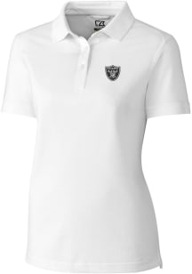 Cutter and Buck Las Vegas Raiders Womens White Advantage Short Sleeve Polo Shirt
