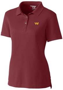 Cutter and Buck Washington Commanders Womens Maroon Advantage Short Sleeve Polo Shirt