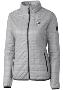 Cutter and Buck Miami Dolphins Womens Grey Rainier PrimaLoft Filled Jacket