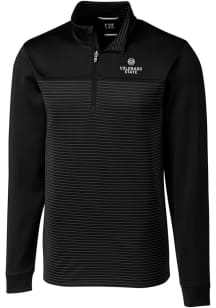 Cutter and Buck Colorado State Rams Mens Black Traverse Stripe Stretch Big and Tall 1/4 Zip Pull..
