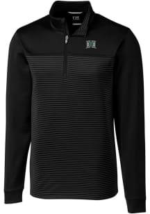 Cutter and Buck Hawaii Warriors Mens Black Traverse Stripe Stretch Big and Tall 1/4 Zip Pullover