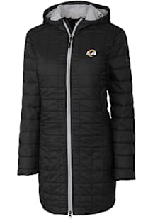 Cutter and Buck Los Angeles Rams Womens Black Rainier PrimaLoft Long Filled Jacket